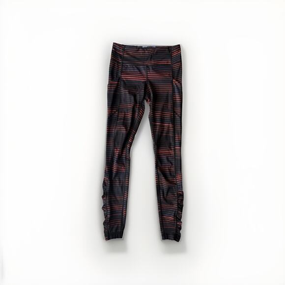 Lululemon Speed Up Tight Leggings Size 4 Black Red Stripe Ruffle Hem Pockets - Picture 1 of 6